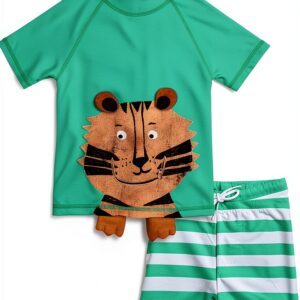Baby Boys Swim Set UPF 50 Sun Protection Rash Guard Trunks-0