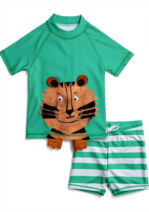 Baby Boys Swim Set UPF 50 Sun Protection Rash Guard Trunks-0