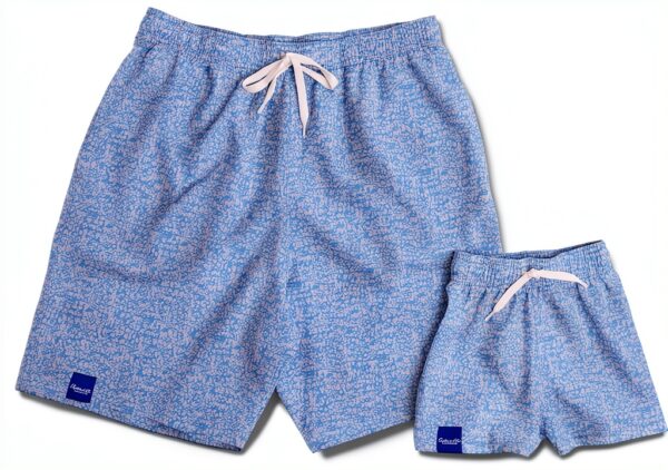 Ocean Blue Speckle Swim Trunks Mens Baby Boys Stretch Fit-0