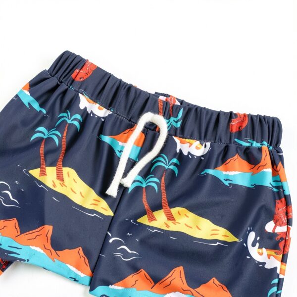 Toddler Boy Swim Trunks Dinosaur Navy Shark Beach Shorts-2