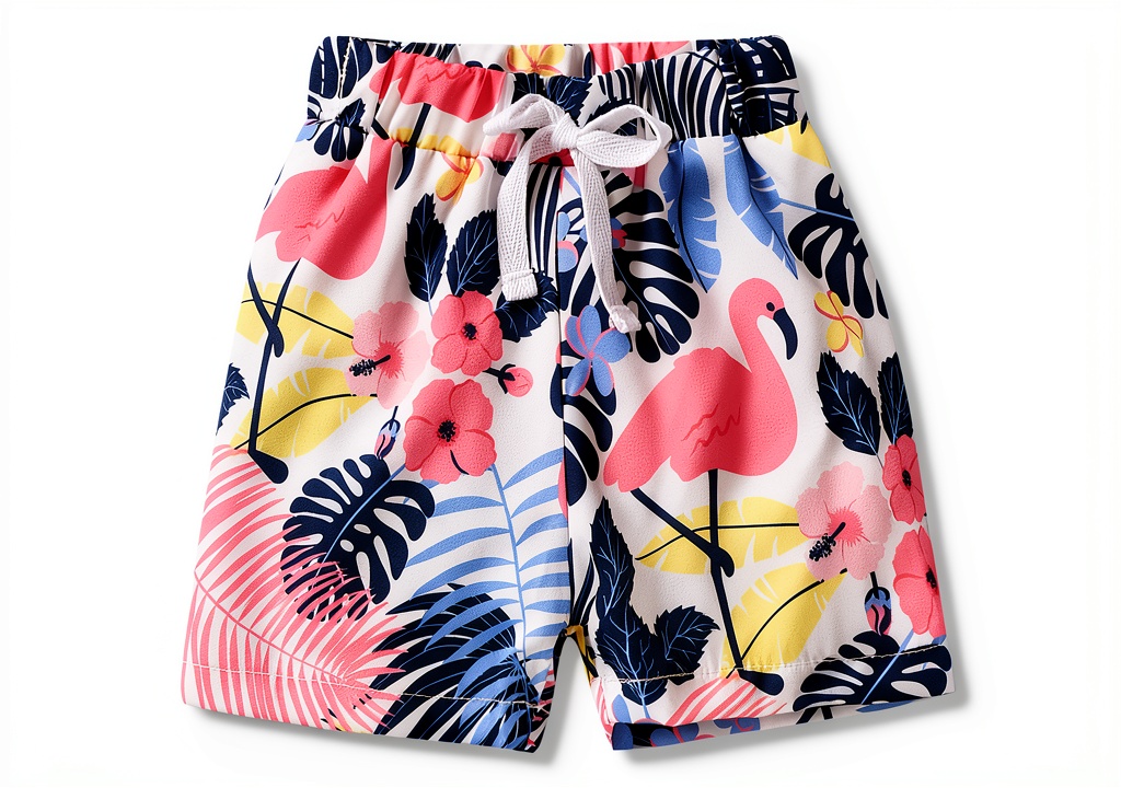 Aalizzwell baby swim trunks in multiple colors on a beach background