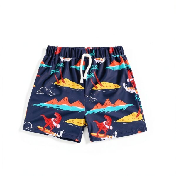 Toddler Boy Swim Trunks Dinosaur Navy Shark Beach Shorts-5