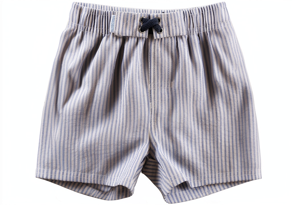 Boys wearing RuggedButts Seersucker Swim Trunks splashing in a backyard sprinkler