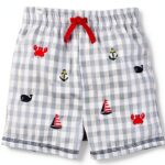 Boys Nautical Swim Trunks Mud Pie Gingham UPF 50-0