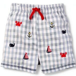 Boys Nautical Swim Trunks Mud Pie Gingham UPF 50-0