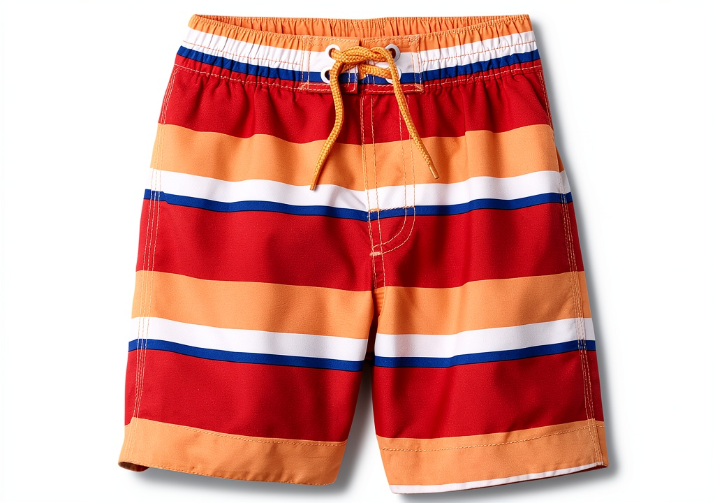 Baby wearing Gap swim trunks at the beach