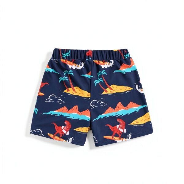 Toddler Boy Swim Trunks Dinosaur Navy Shark Beach Shorts-1